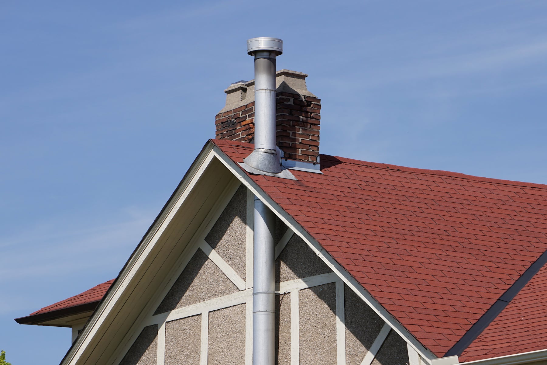 Metal replacement chimney for fireplace.