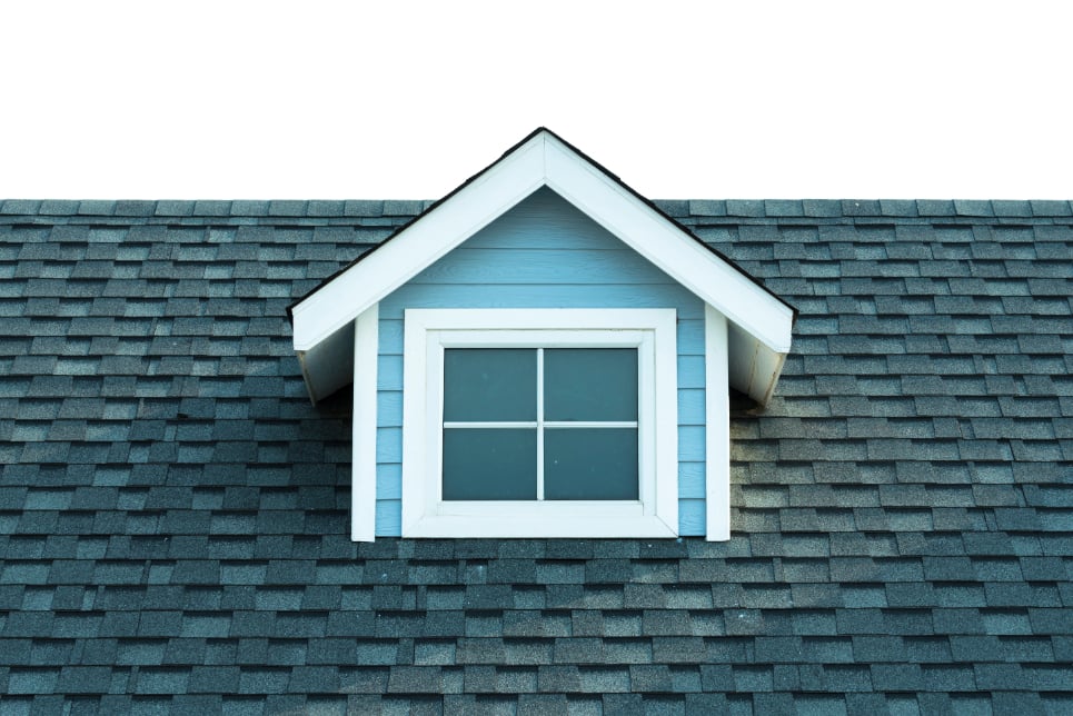 Close up of grey roof with small window