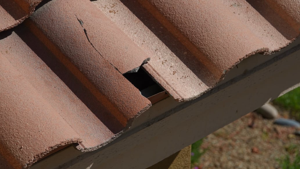 Close-up of brown roof shingle.